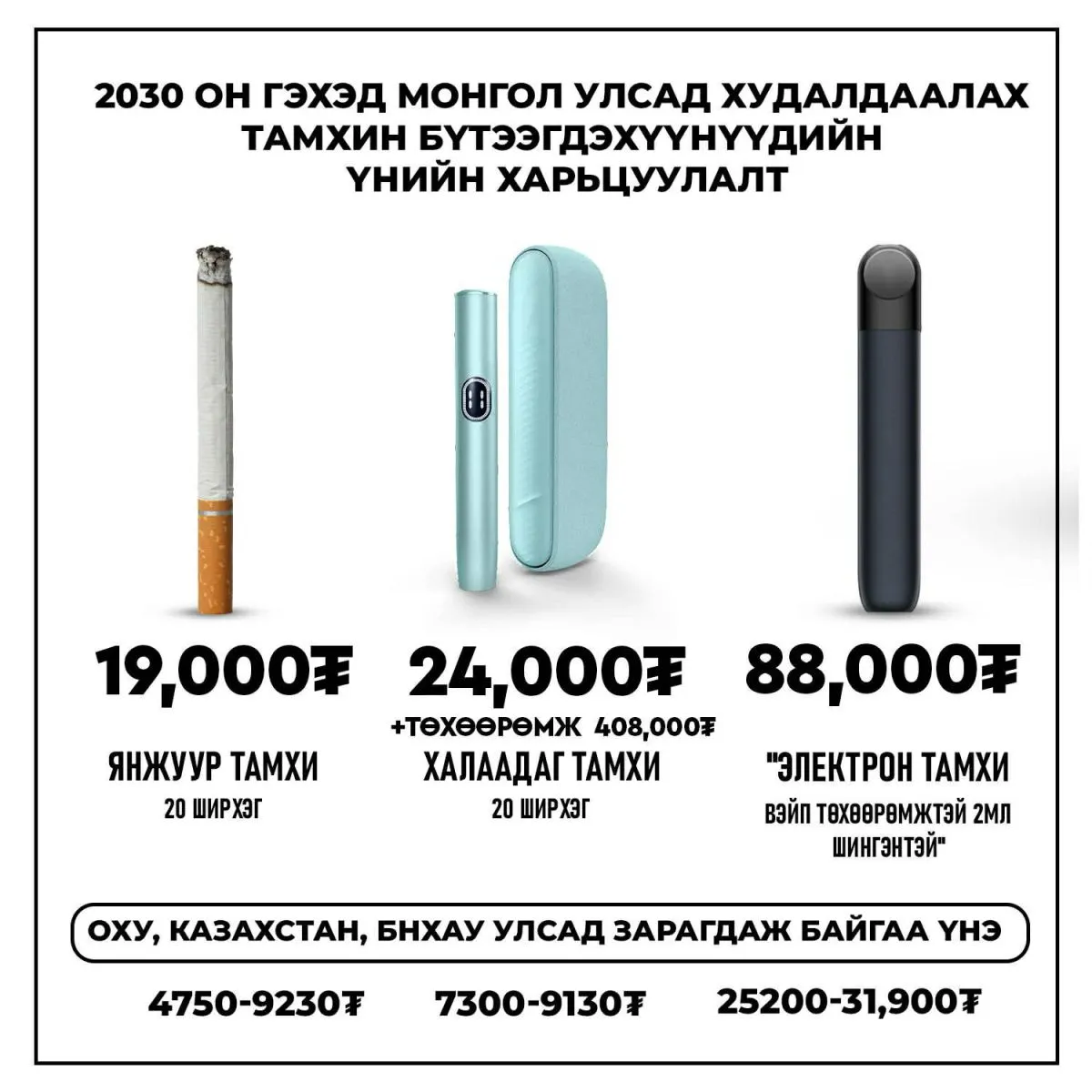 Тамхины үнэ хэд болох вэ