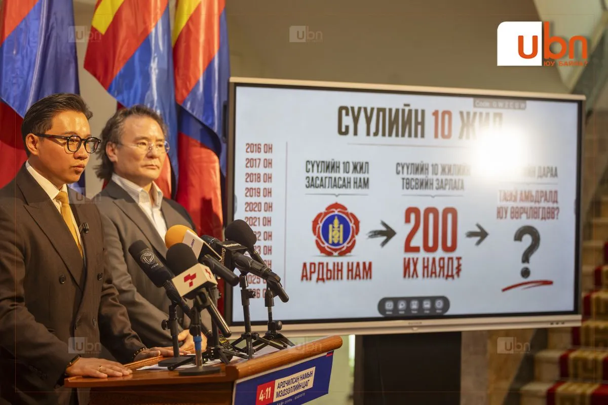 ШУУД: Ардчилсан намаас 2027 оны улсын төсвийн асуудлаар мэдээлэл хийж байна