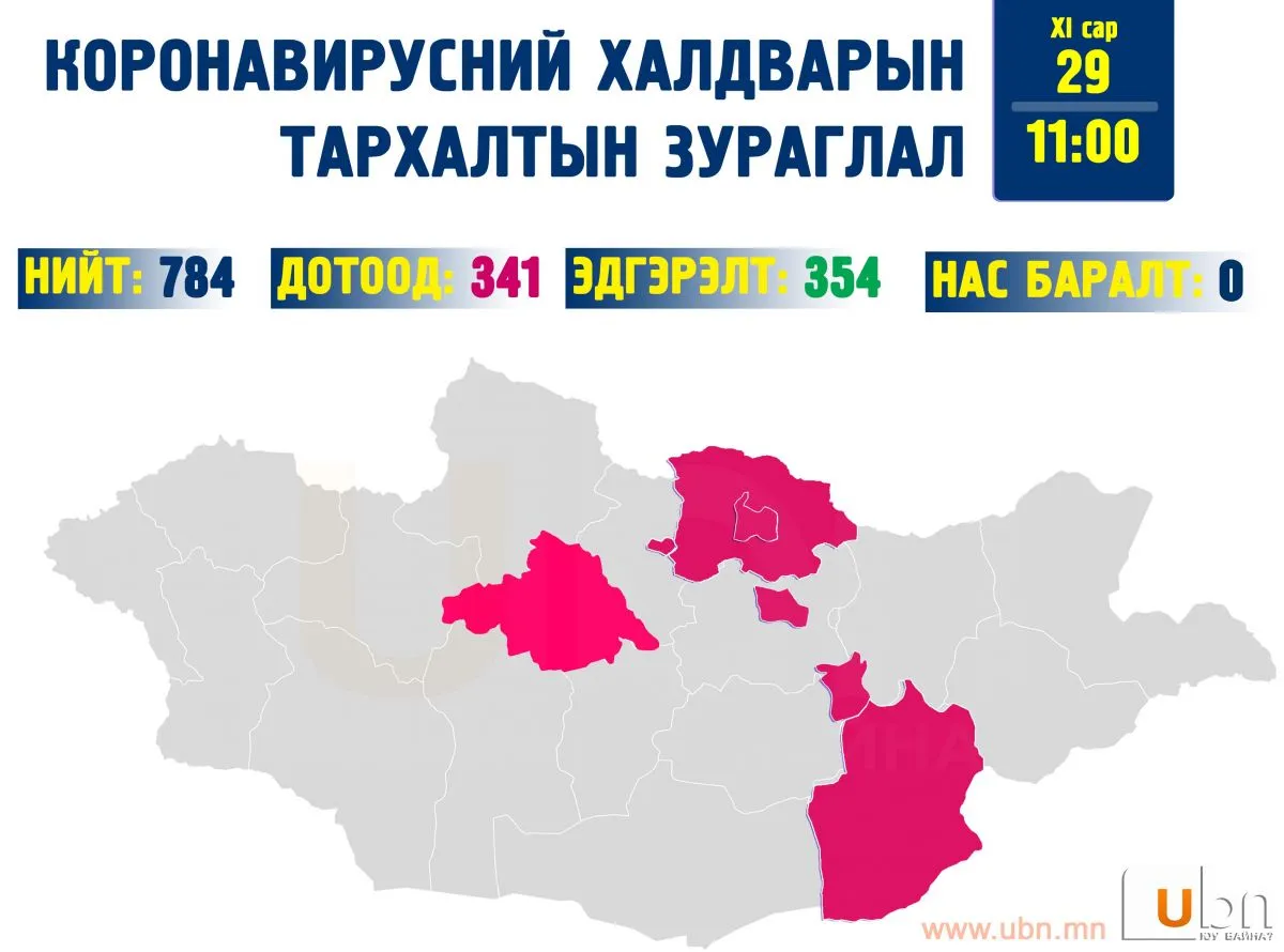 24 хүний шинжилгээнд коронавирус илэрч, улсын хэмжээнд нийт батлагдсан тохиолдол 784 боллоо