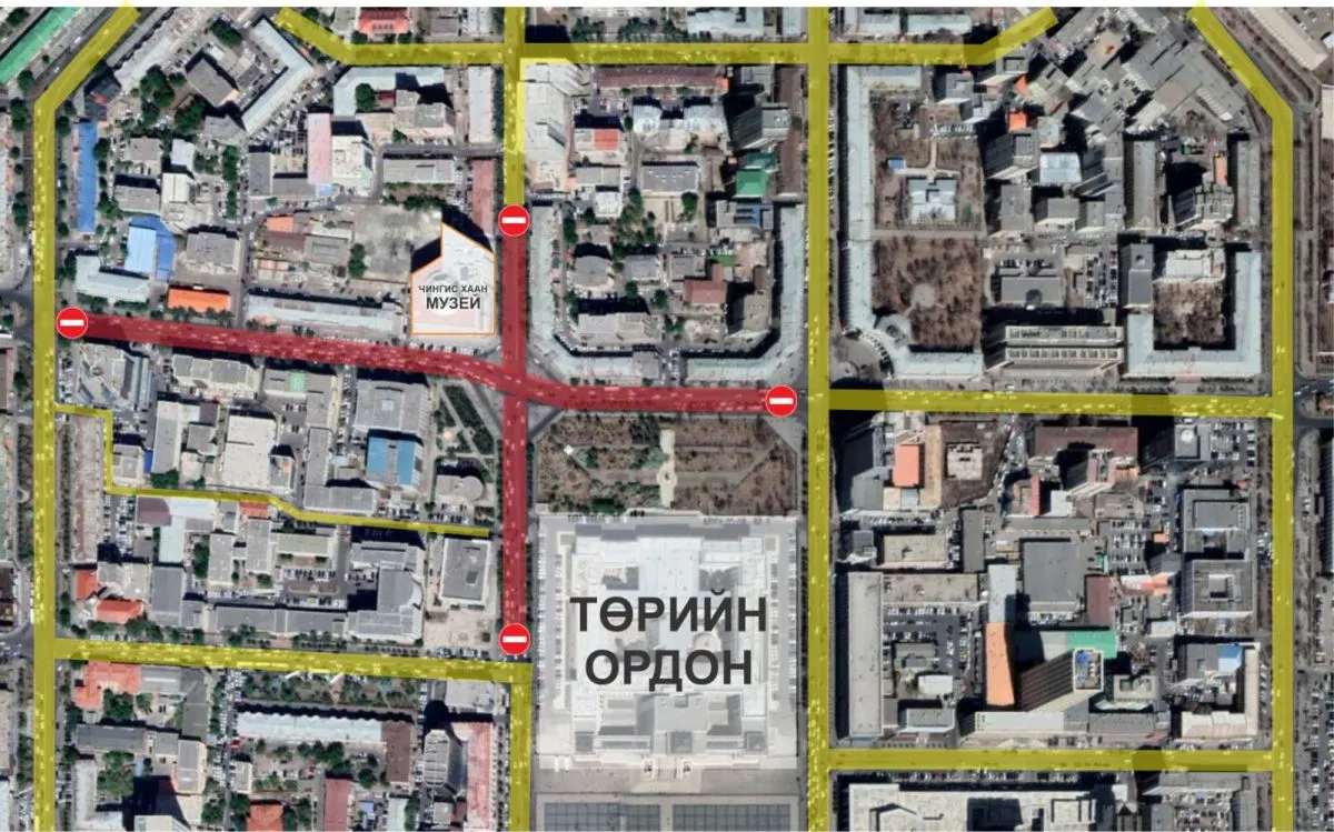 Сүхбаатарын талбайн баруун хойд уулзварыг түр хаана