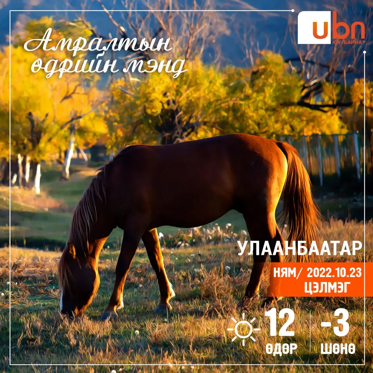 Өнөөдөр 12 хэмийн дулаан, хур тунадасгүй