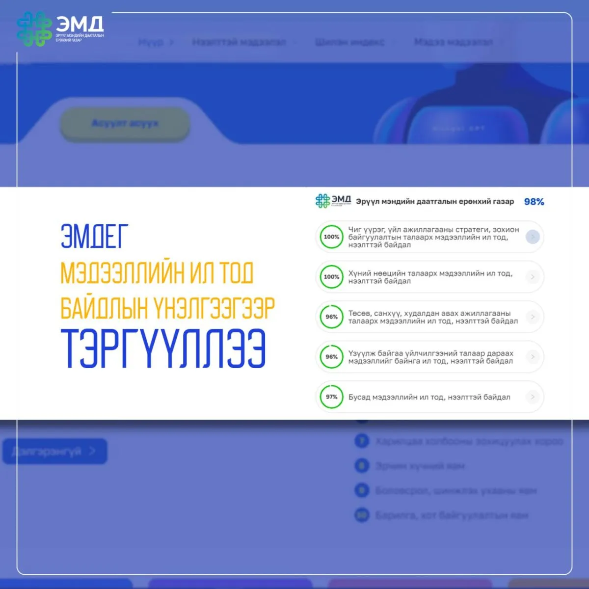 ЭМДЕГ мэдээллийн ил тод байдлын үнэлгээгээр тэргүүллээ