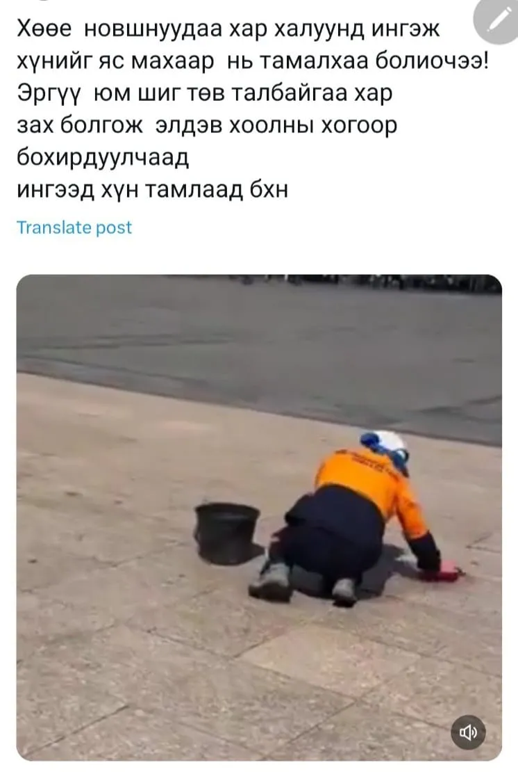 Ц.Төрхүү: Энэ бол eртөнцийн ямар ч агуу техник арилгаж үл чадах толбо. Үүнийг хүн гараараа зүлгэж цэвэрлэхээс өөр аргагүй