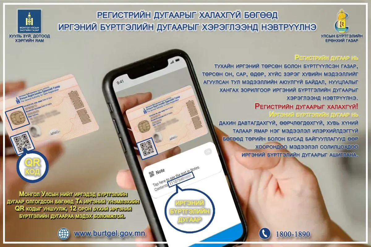 УБЕГ: Регистрийн дугаарыг халахгүй, иргэний бүртгэлийн дугаарыг хэрэглээнд нэвтрүүлнэ