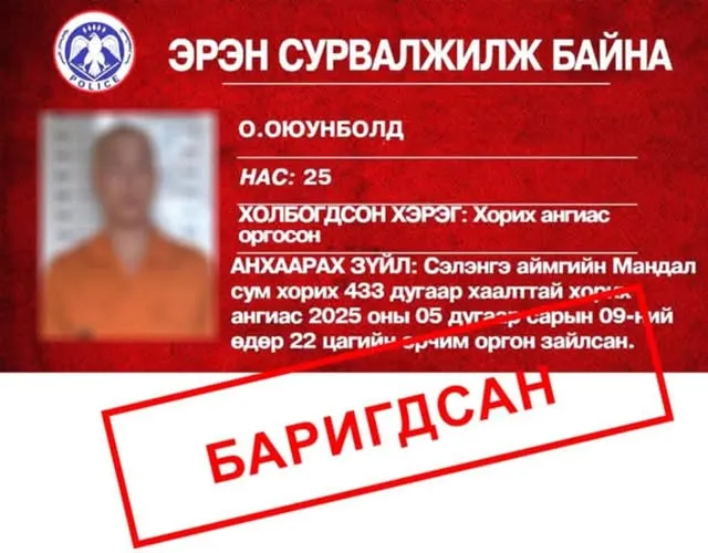 Хорих ангиас оргосон хоригдол БАРИГДЖЭЭ