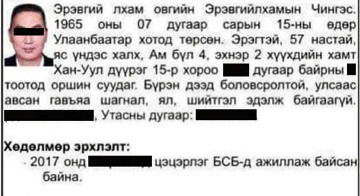 Ноцтой осол гаргасан Ч.Маралмаагийн аав Э.Чингэс гэж хэн бэ