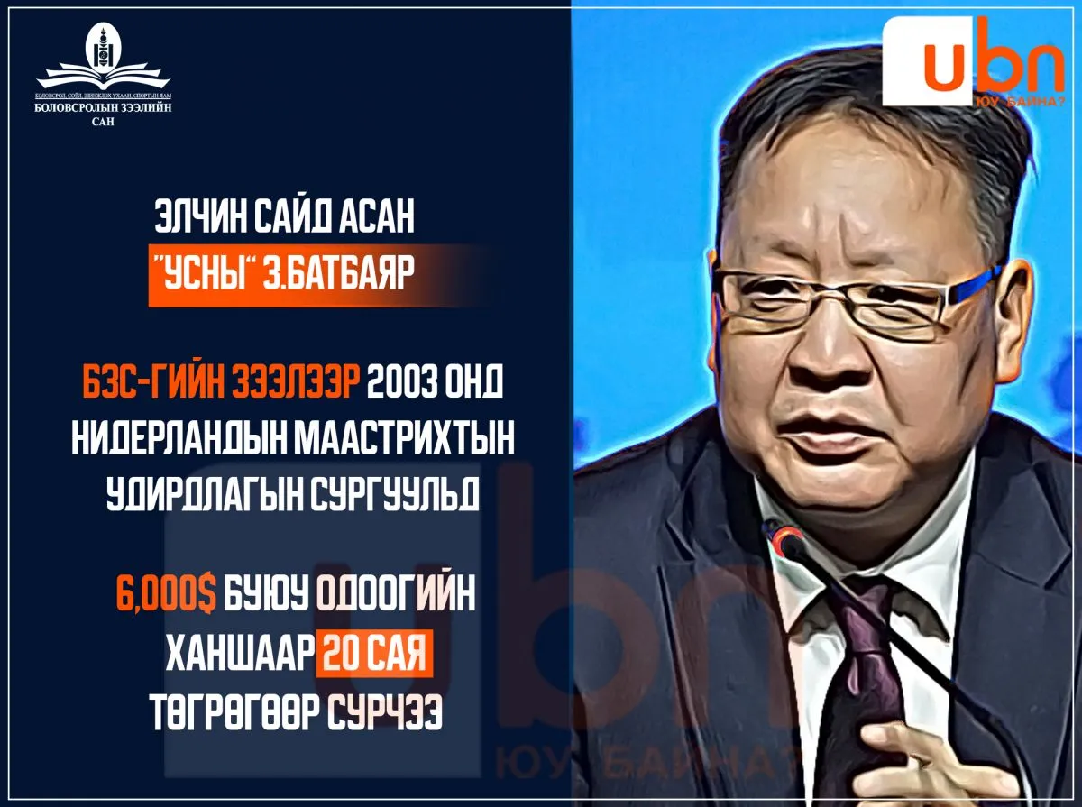Элчин сайд асан З.Батбаяр БЗС-гаас 6 мянган ам.долларын зээл авч, Нидерландад сурчээ