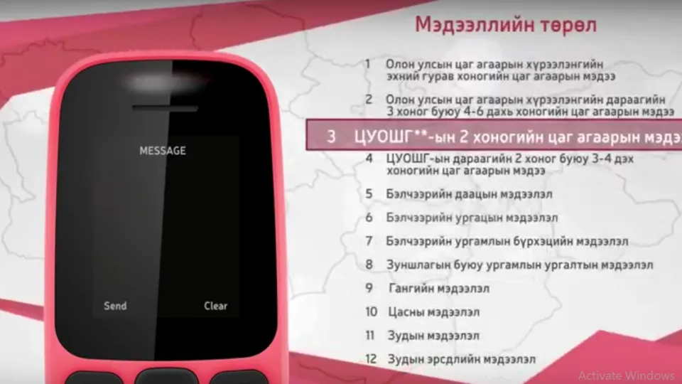 Цаг агаарын мэдээллийг мессежээр хүлээн авах боломжтой
